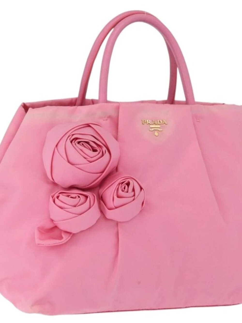 PRADA Hand Bag Nylon Pink Gold Auth 172515A - Picture 2 of 16